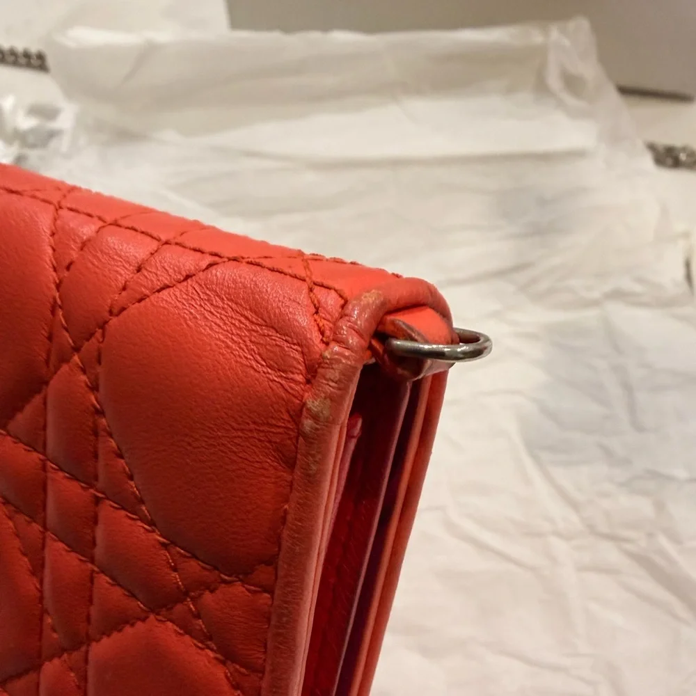 Christian Dior Lady Dior Cannage Patent Leather Long Wallet Tricolor